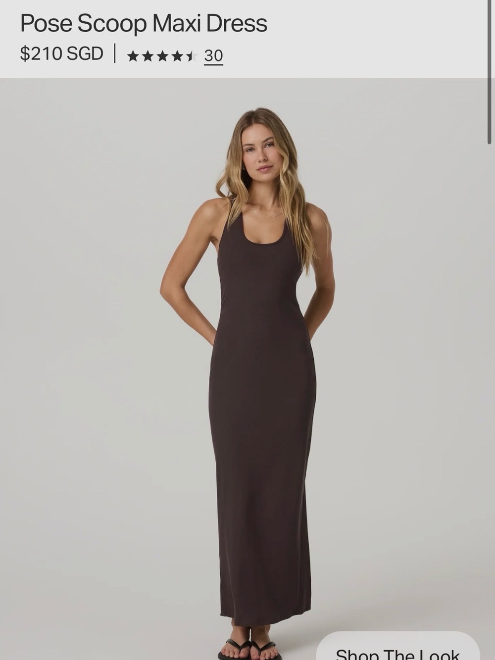 NWT Vuori Pose Maxi Dress in Dark Brown